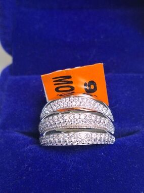 Sterling Silver Pave 3ctw Moissanite Size 6 Ring - White